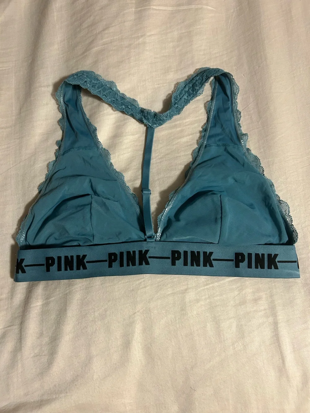 PINK Victoria's Secret Teal Lace Triangle Bralette Size L